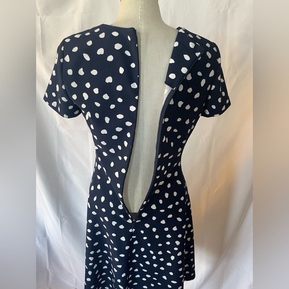 Elegant Navy Polka Dot Dress women’s size 8 - Picture 6 of 9